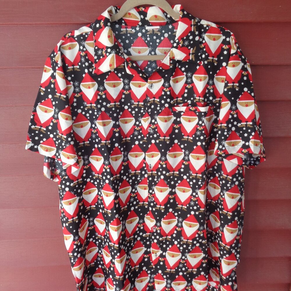 Men's KING KAMEHA Christmas SANTA CLAUS Hawaiian Party SHIRT - XL